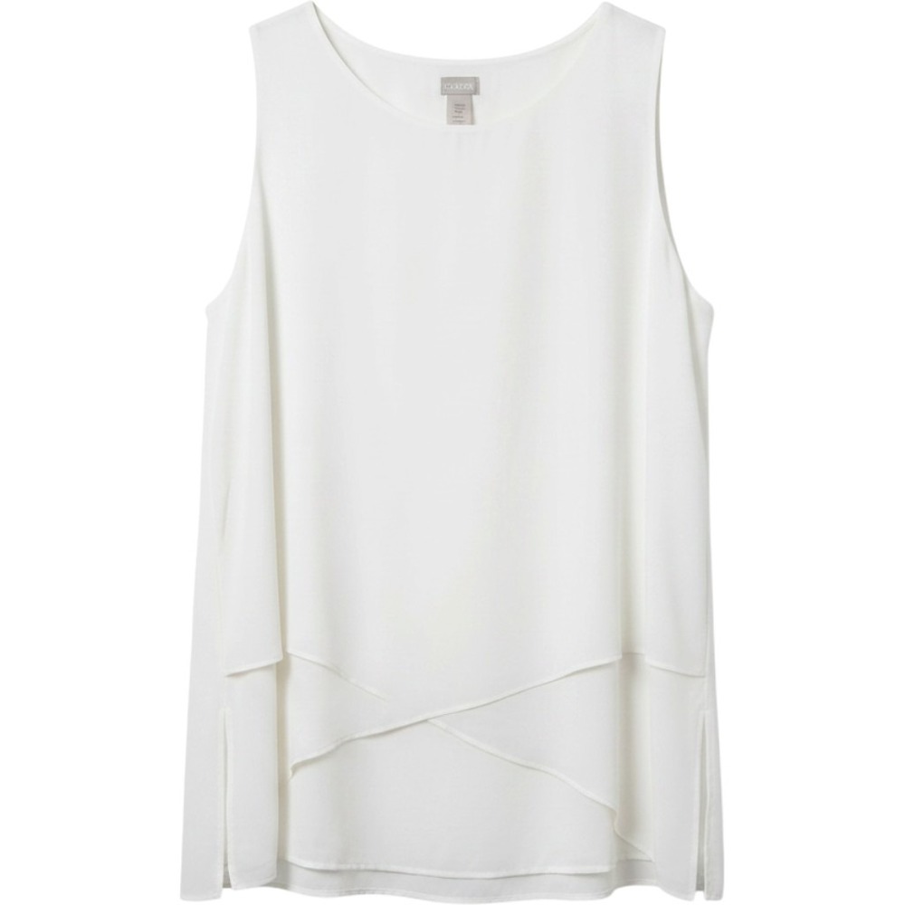 Chico's Sleeveless Shell Top Women 4 XXL Ivory Layered Tulip Hem Blouse Carrier